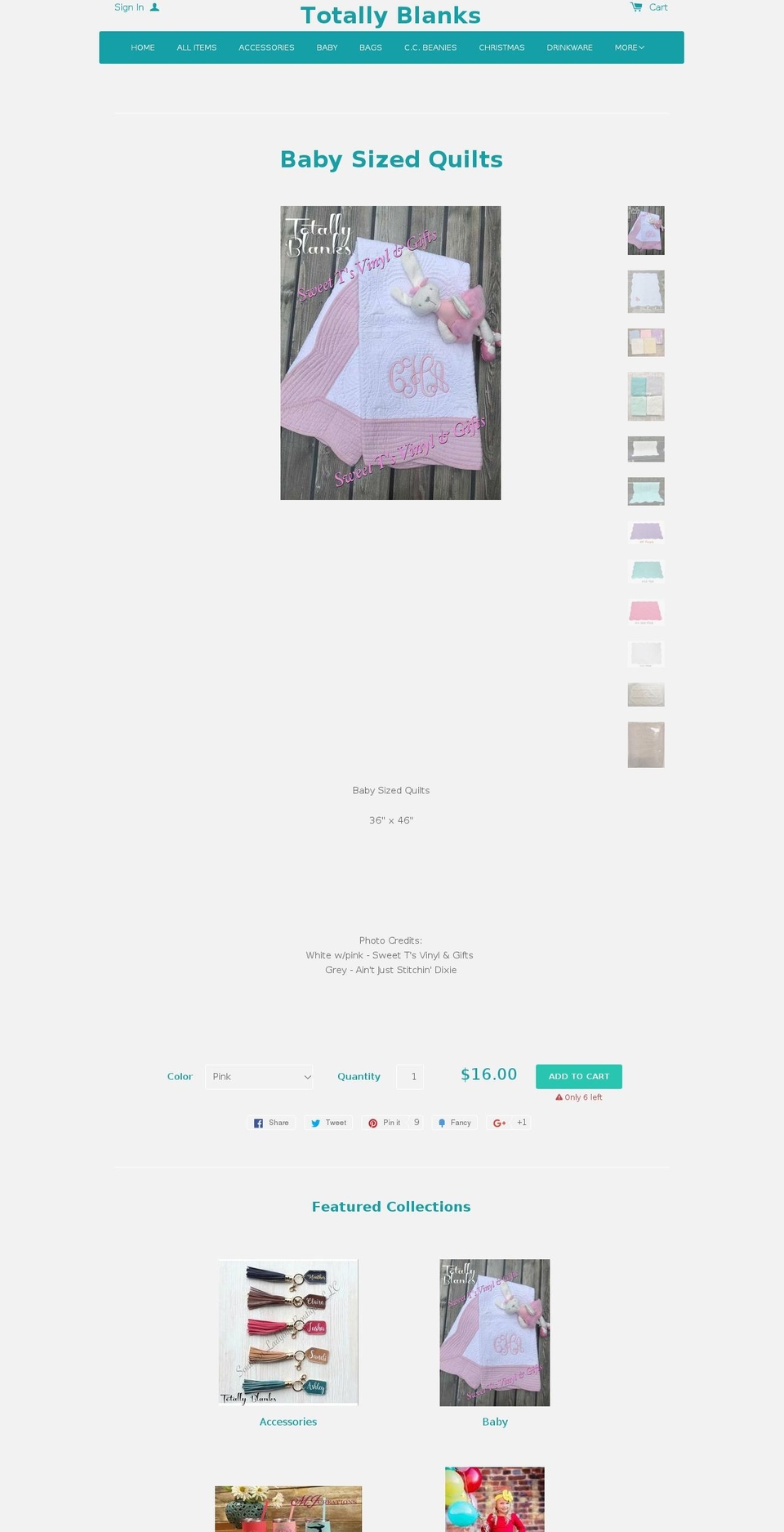 totallyblanks.com — Shopify storefront screenshot