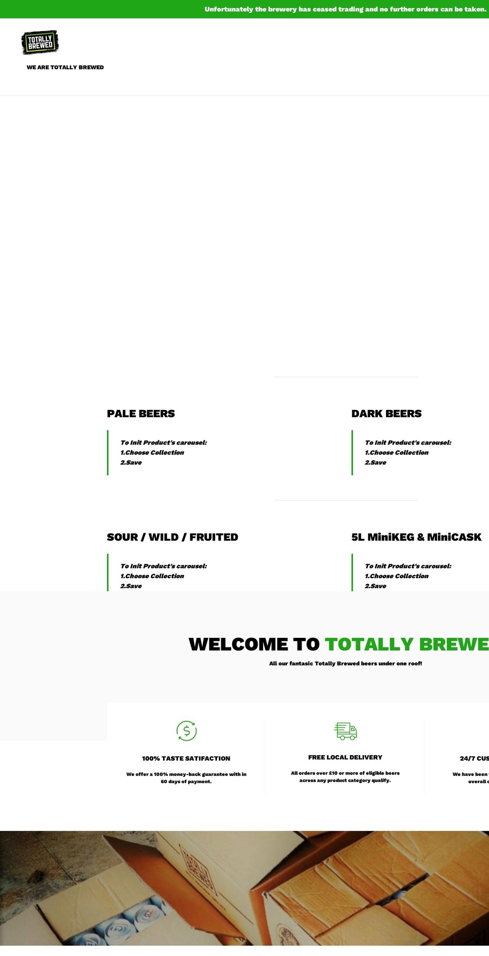 totallybrewed.com shopify website screenshot