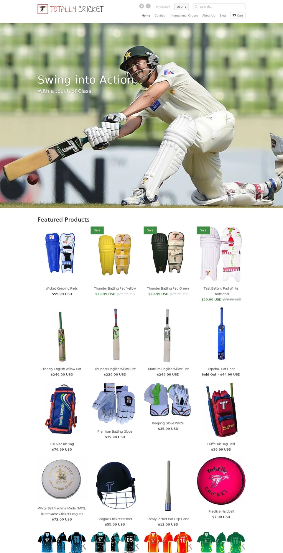 totallycricket.com shopify website screenshot