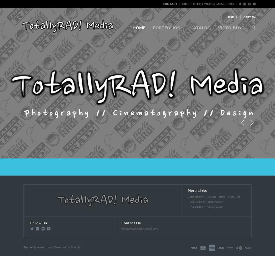totallyradmedia.com shopify website screenshot