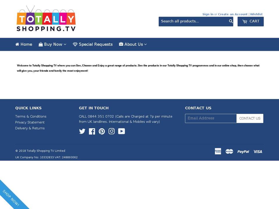 totallyshoppingtv.com shopify website screenshot