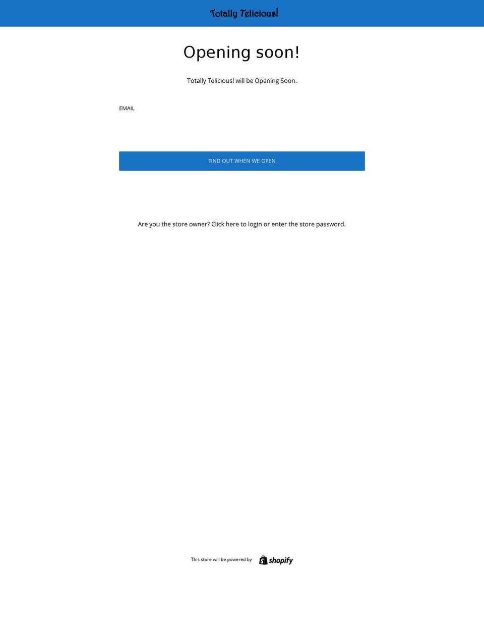 totallytelicious.com — Shopify storefront screenshot