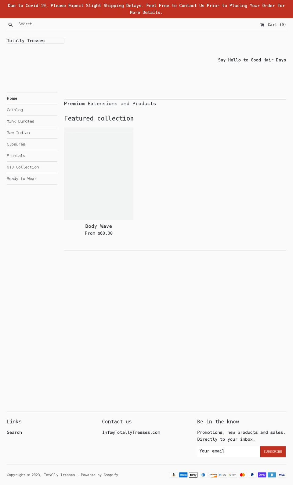 totallytresses.com shopify website screenshot