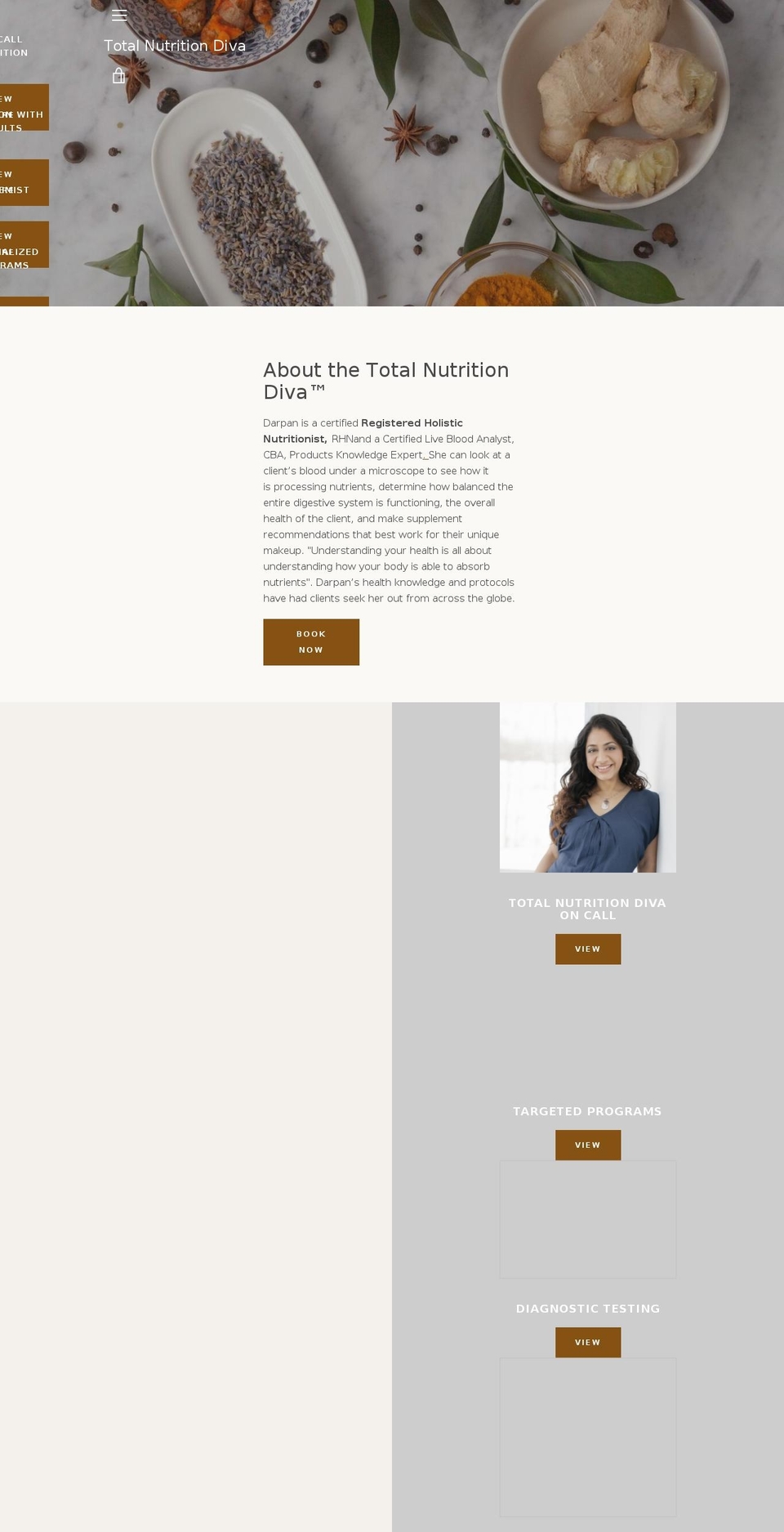 totalnutritiondivaoncall.com — Shopify storefront screenshot
