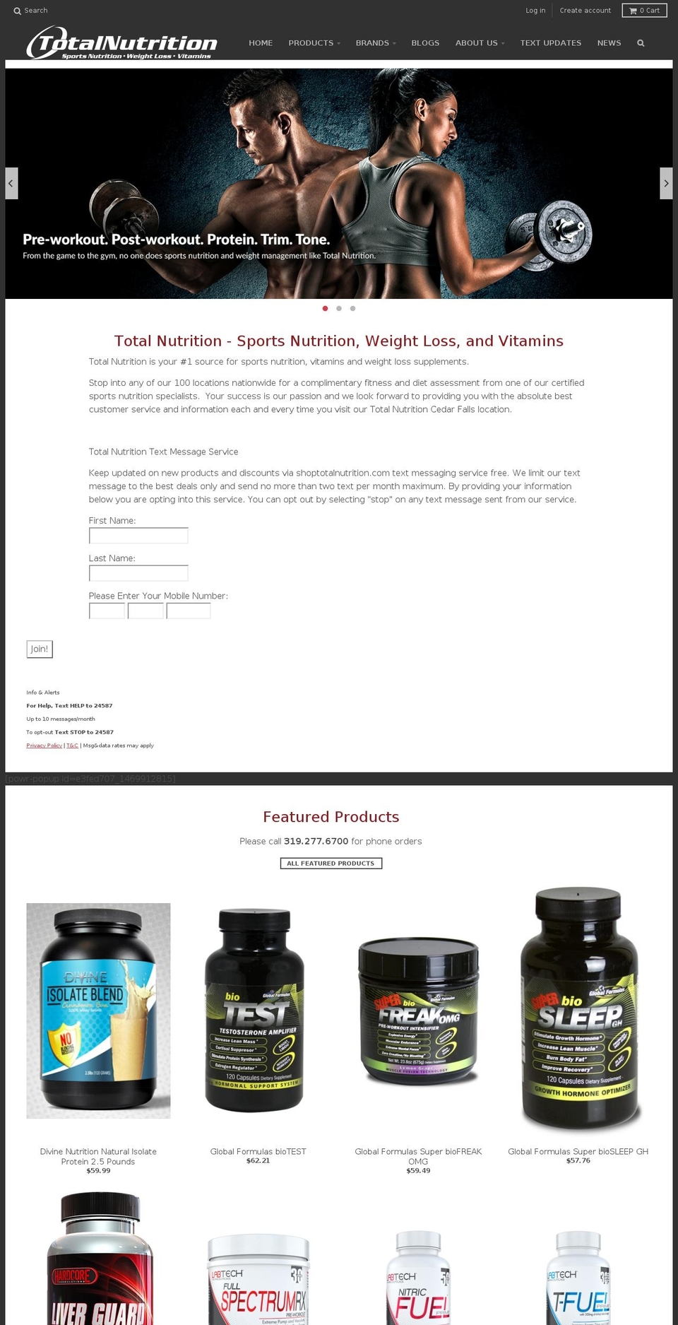 totalnutritioniowa.com shopify website screenshot