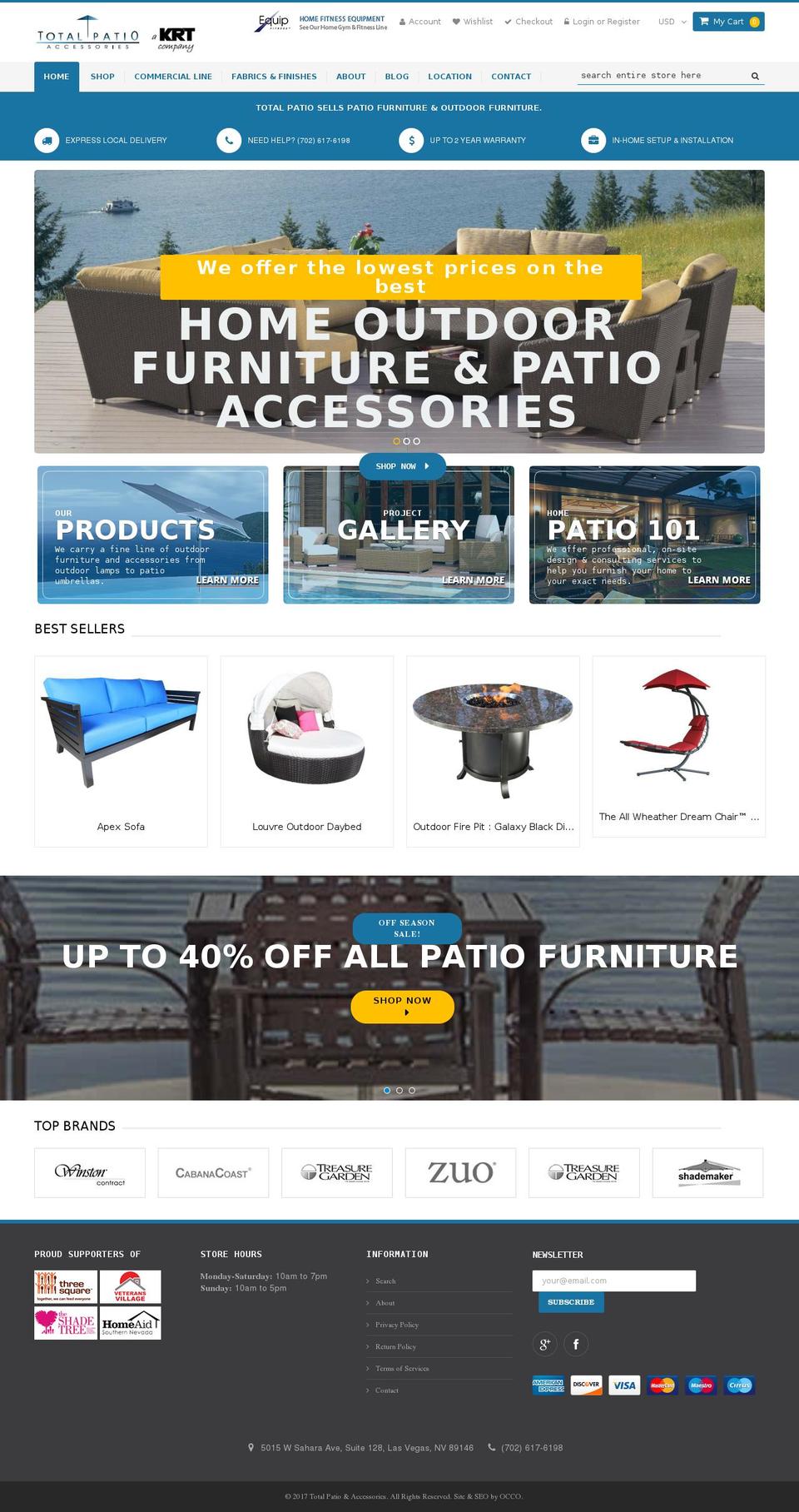 totalpatioaccessories.com shopify website screenshot