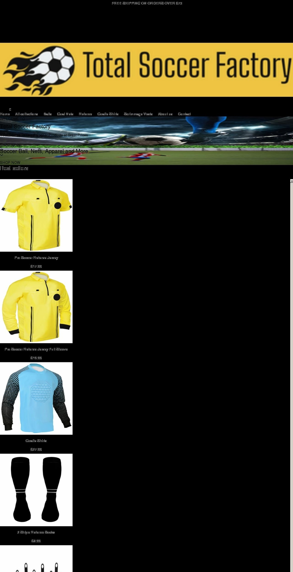 totalsoccerfactory.com shopify website screenshot