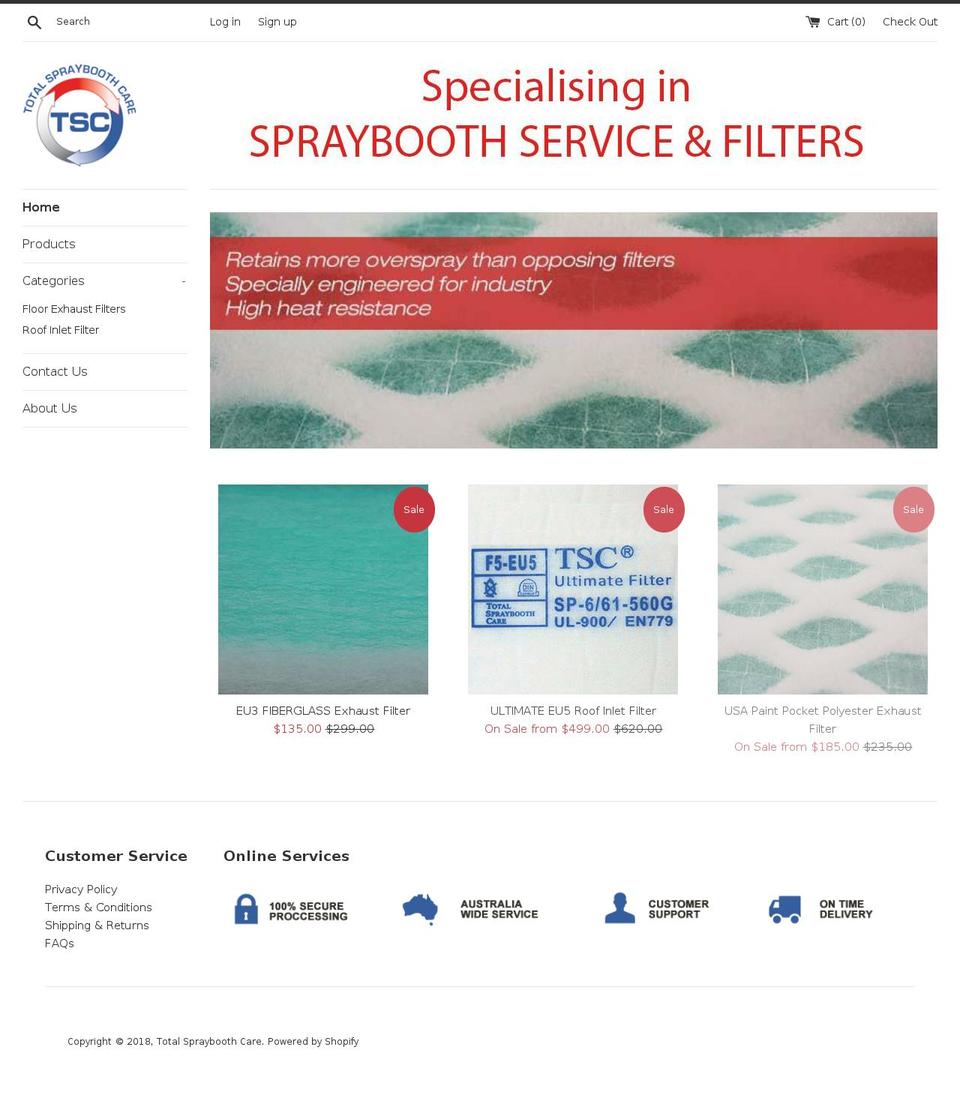 totalsprayboothcare.com — Shopify storefront screenshot