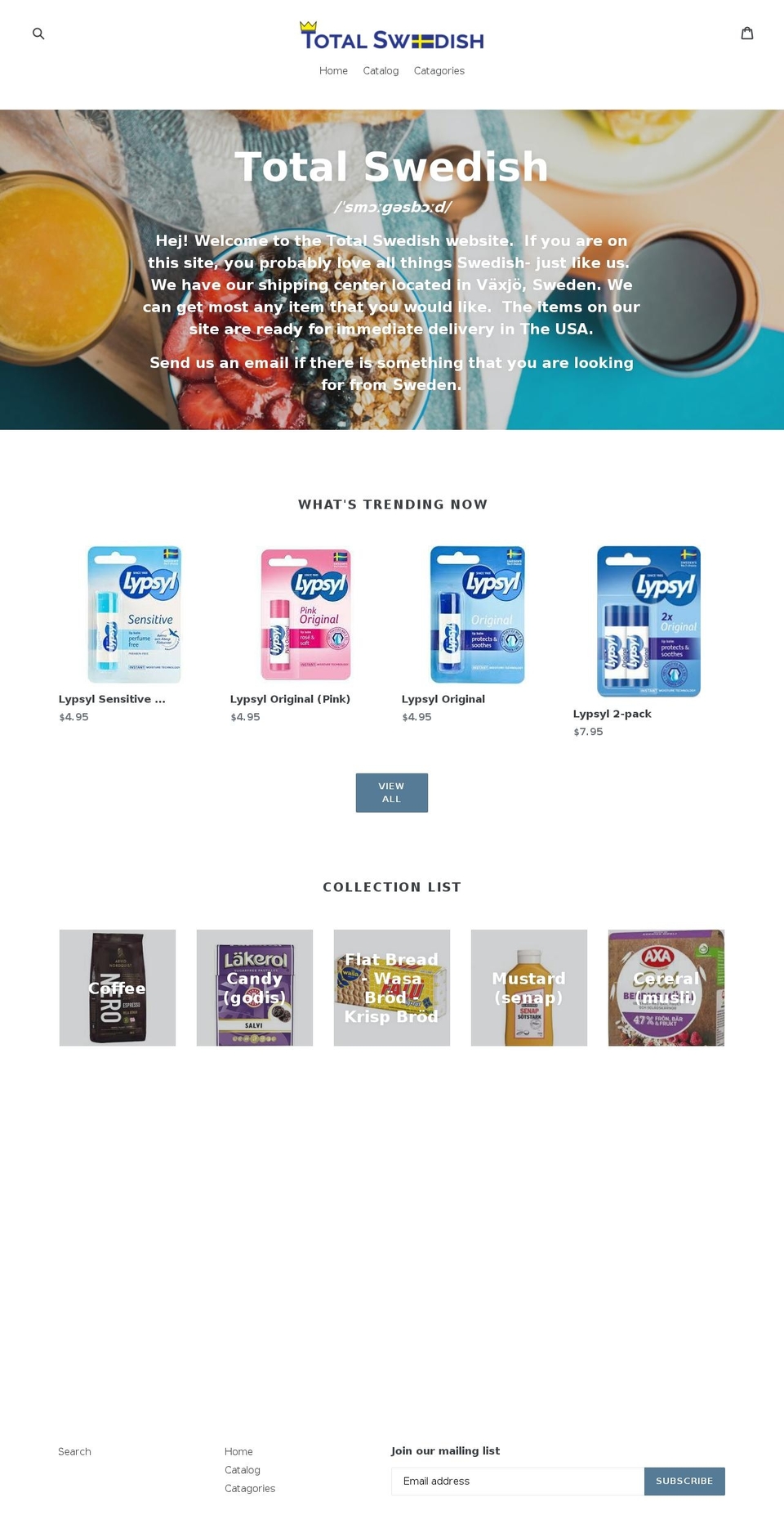 totalswedish.com — Shopify storefront screenshot