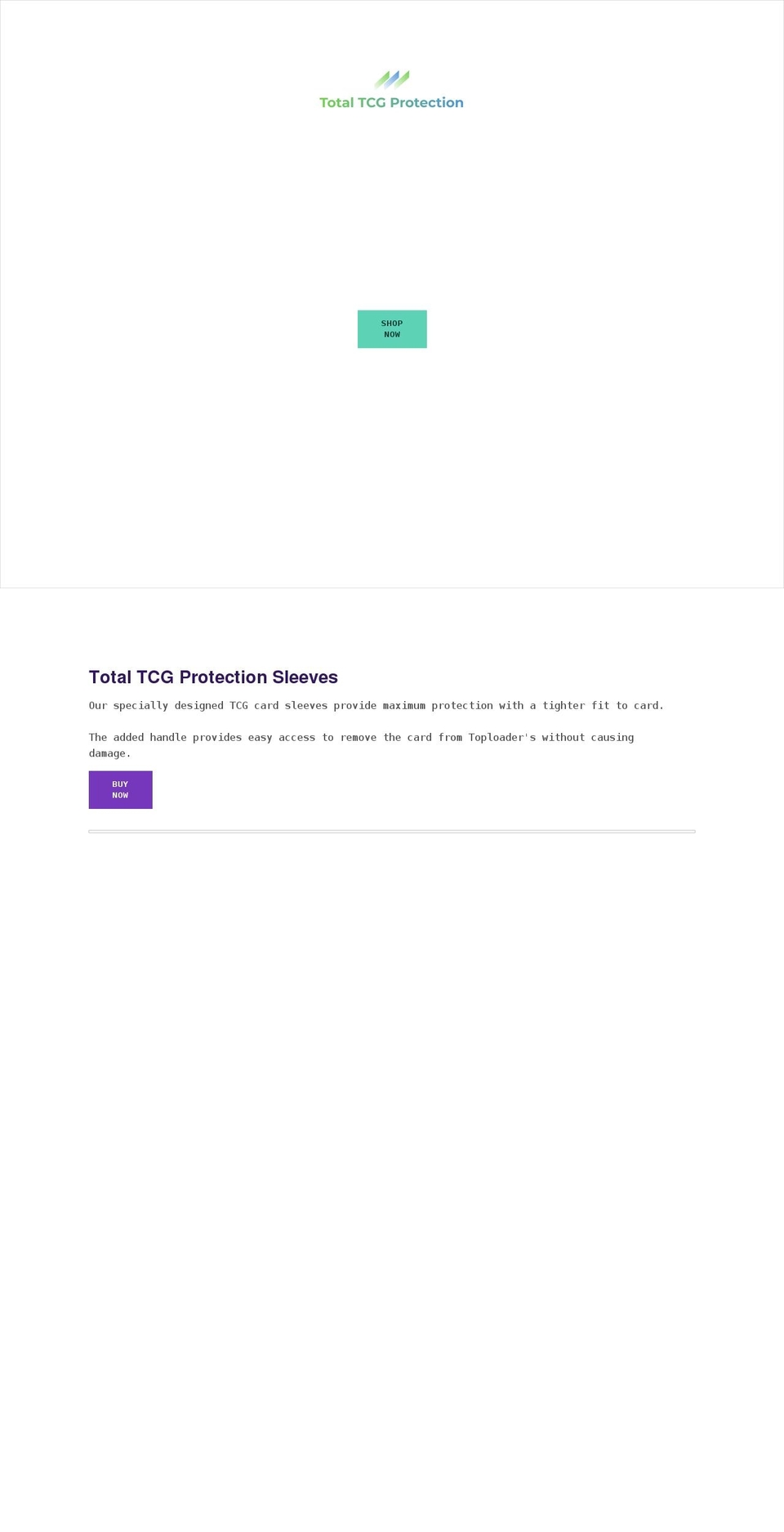 totaltcgprotection.com shopify website screenshot