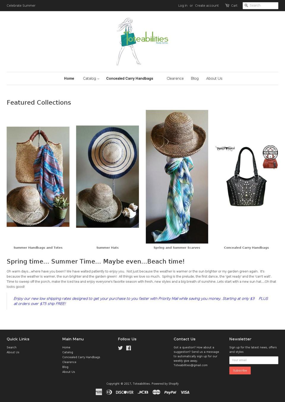 toteabilities.com shopify website screenshot
