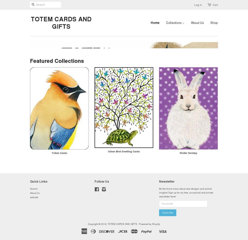 totemcardsandgifts.com shopify website screenshot