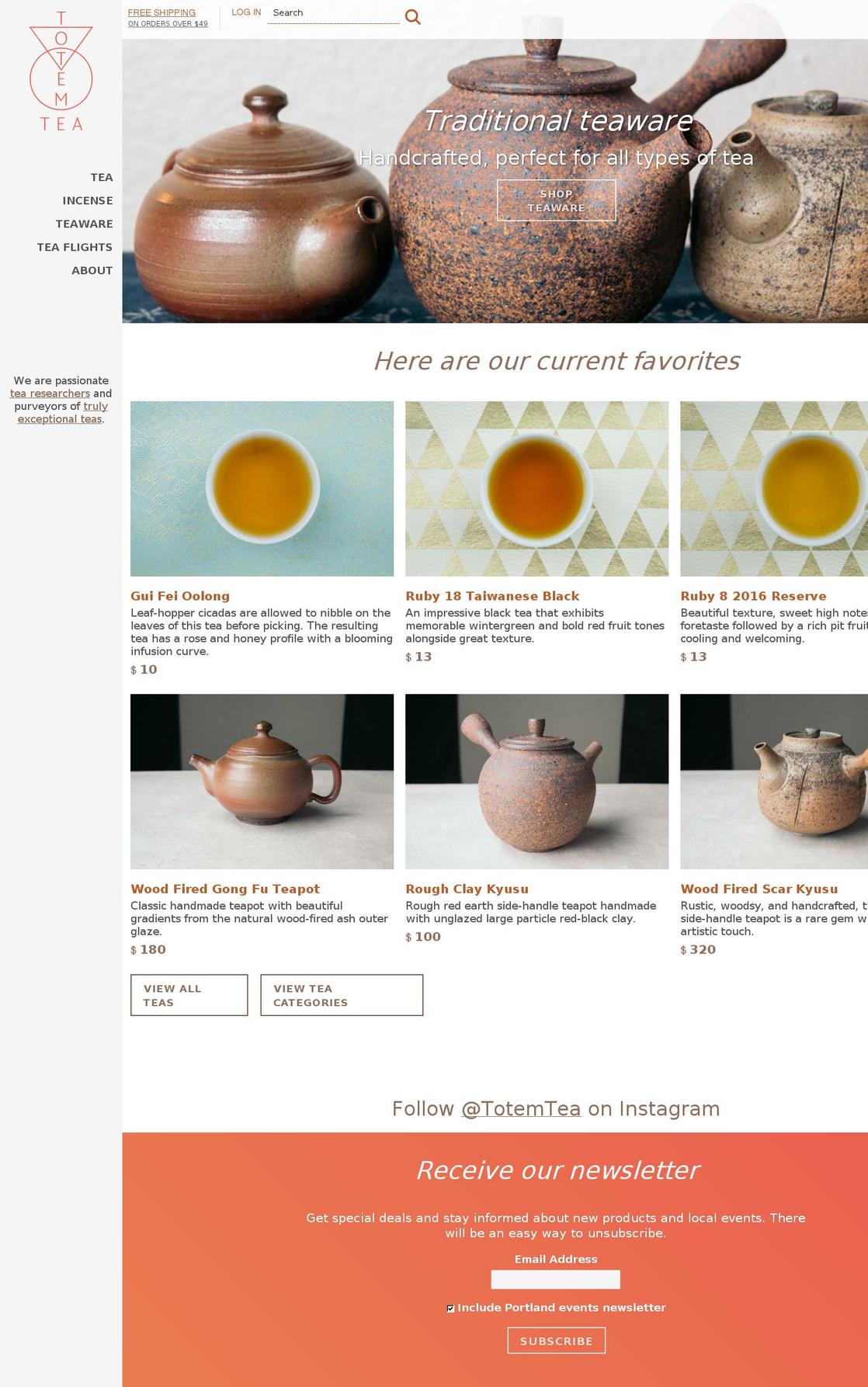 totemtea.com shopify website screenshot