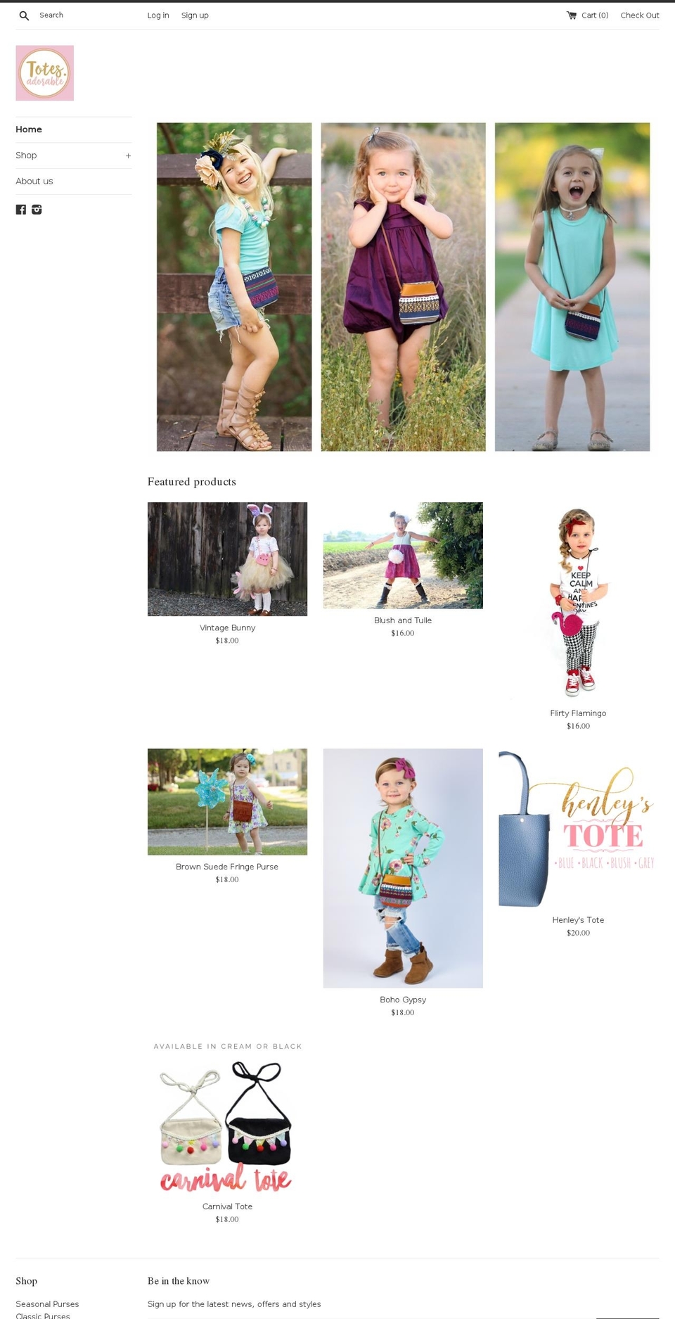 totes-adorable.com shopify website screenshot