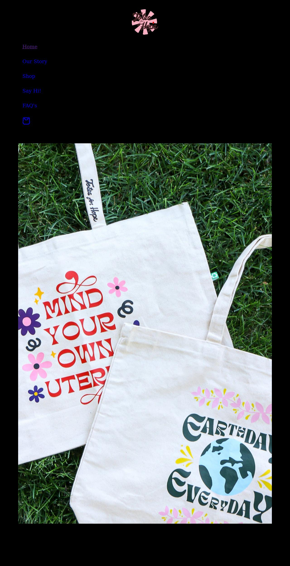 totes4hope.com shopify website screenshot