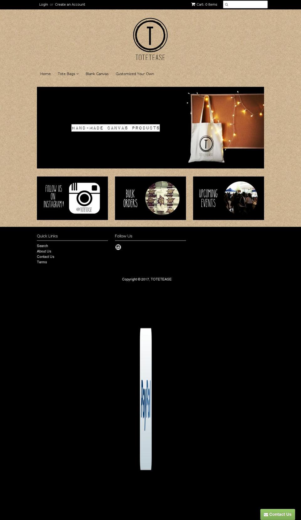 totetease.com shopify website screenshot