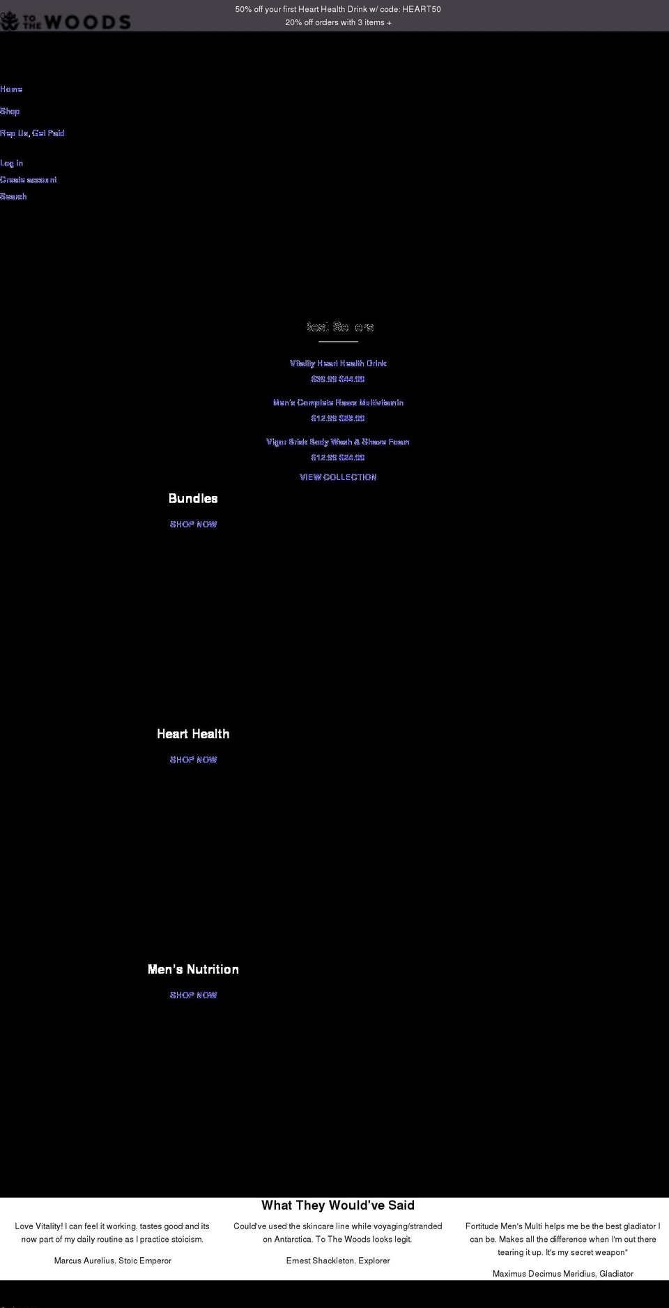 tothewoods.com shopify website screenshot
