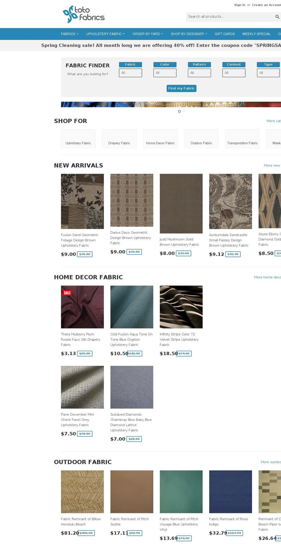 Supply Shopify theme site example totofabrics.com