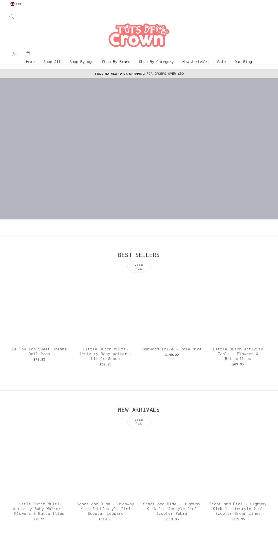 totsofcrown.co.uk shopify website screenshot