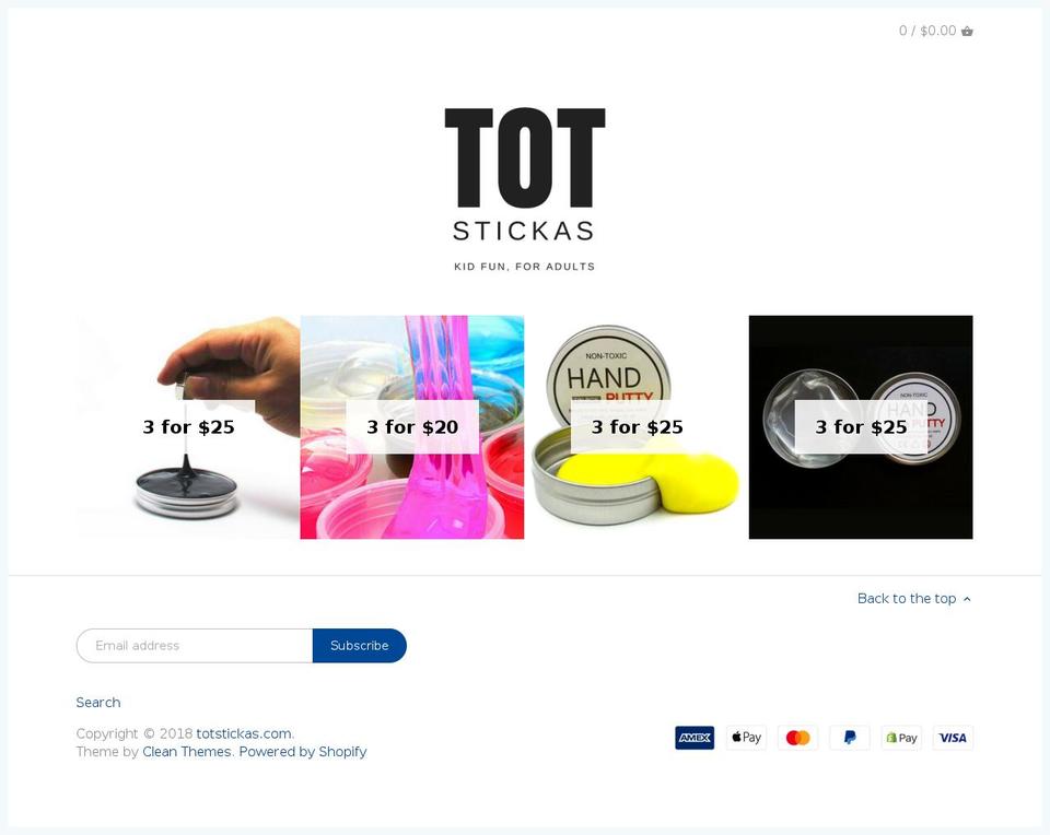totstickas.com shopify website screenshot