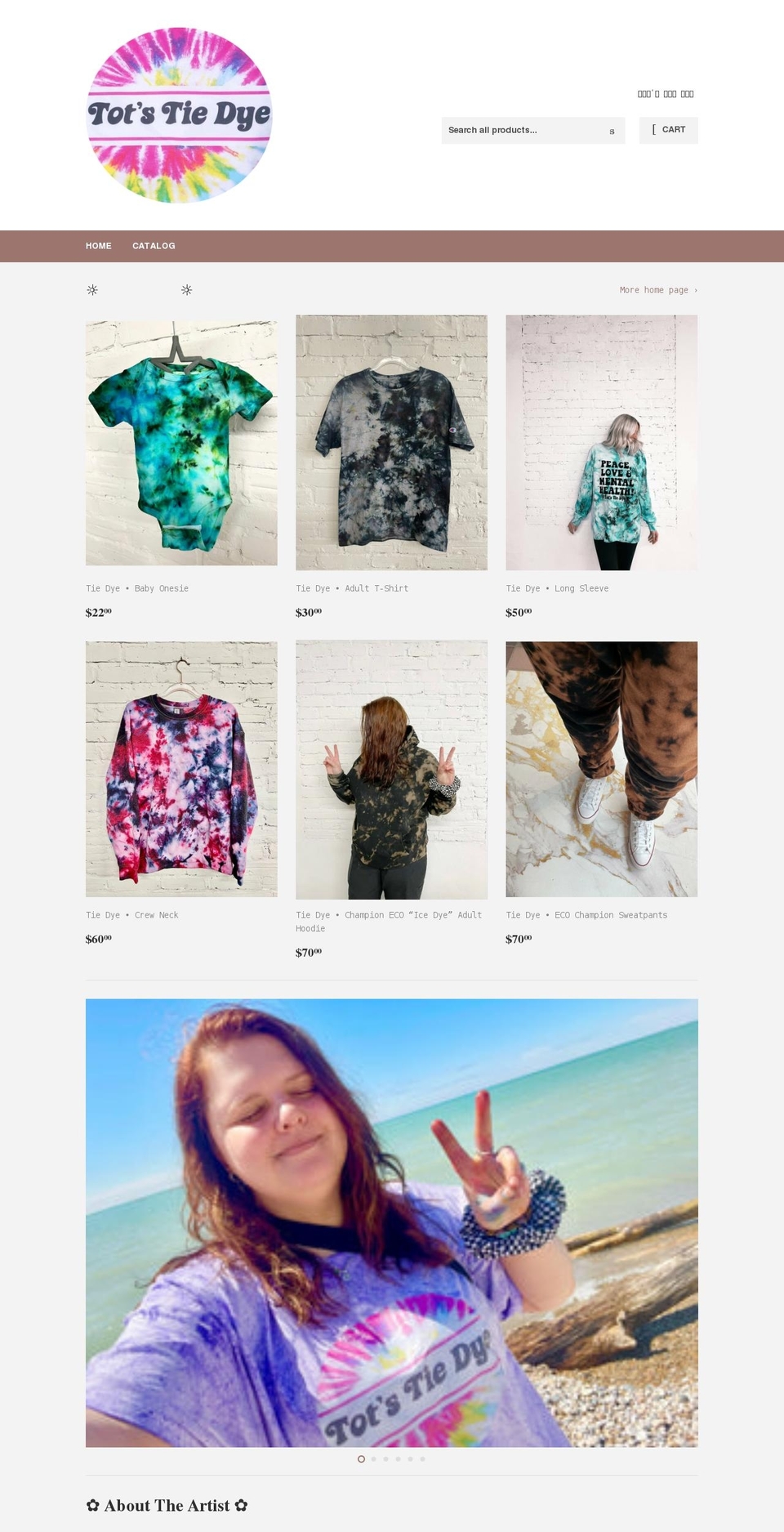 totstiedye.com shopify website screenshot