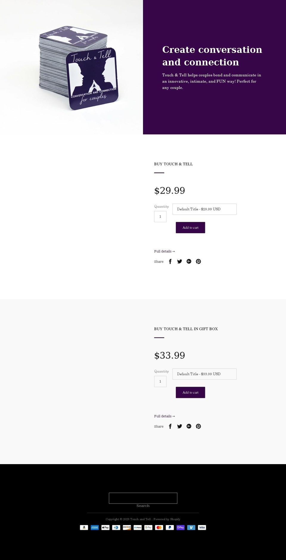 touch-and-tell.myshopify.com shopify website screenshot