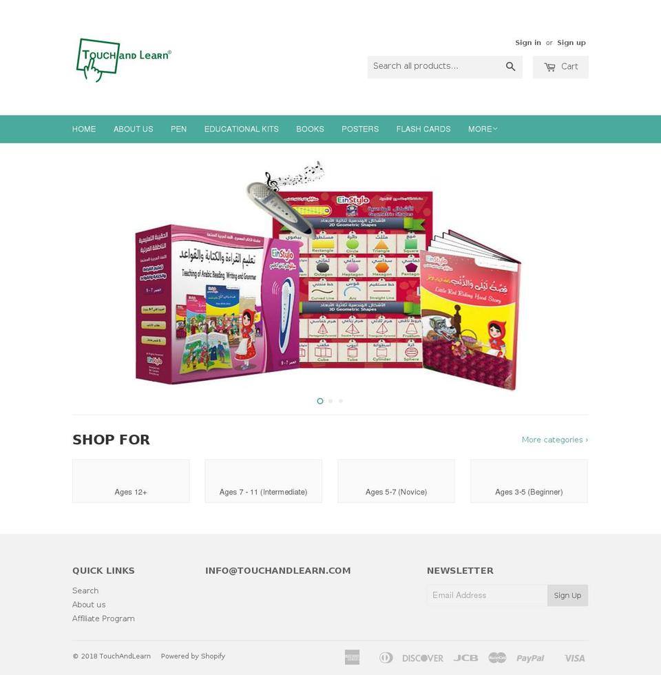touchandlearn.com shopify website screenshot