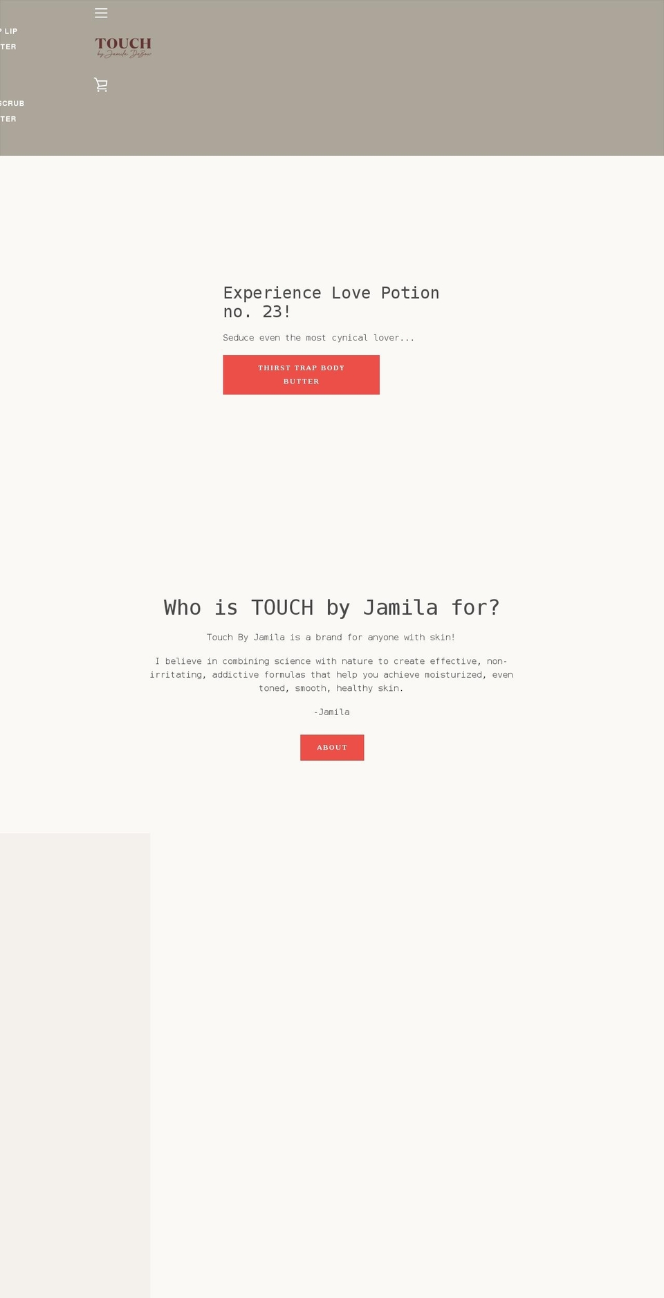 touchbyjamila.com shopify website screenshot