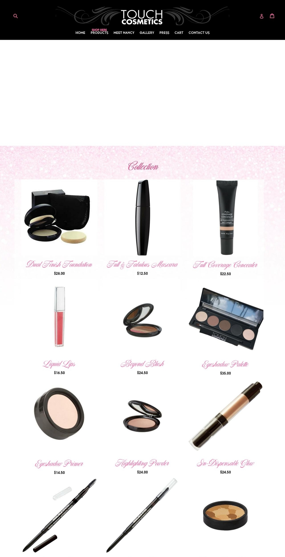 touchcosmetics.com shopify website screenshot