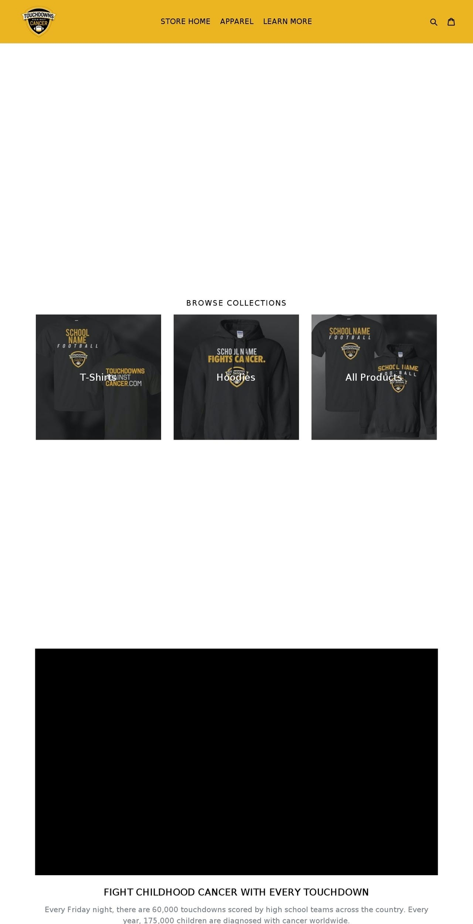 touchdownsagainstcancerstore.com — Shopify storefront screenshot
