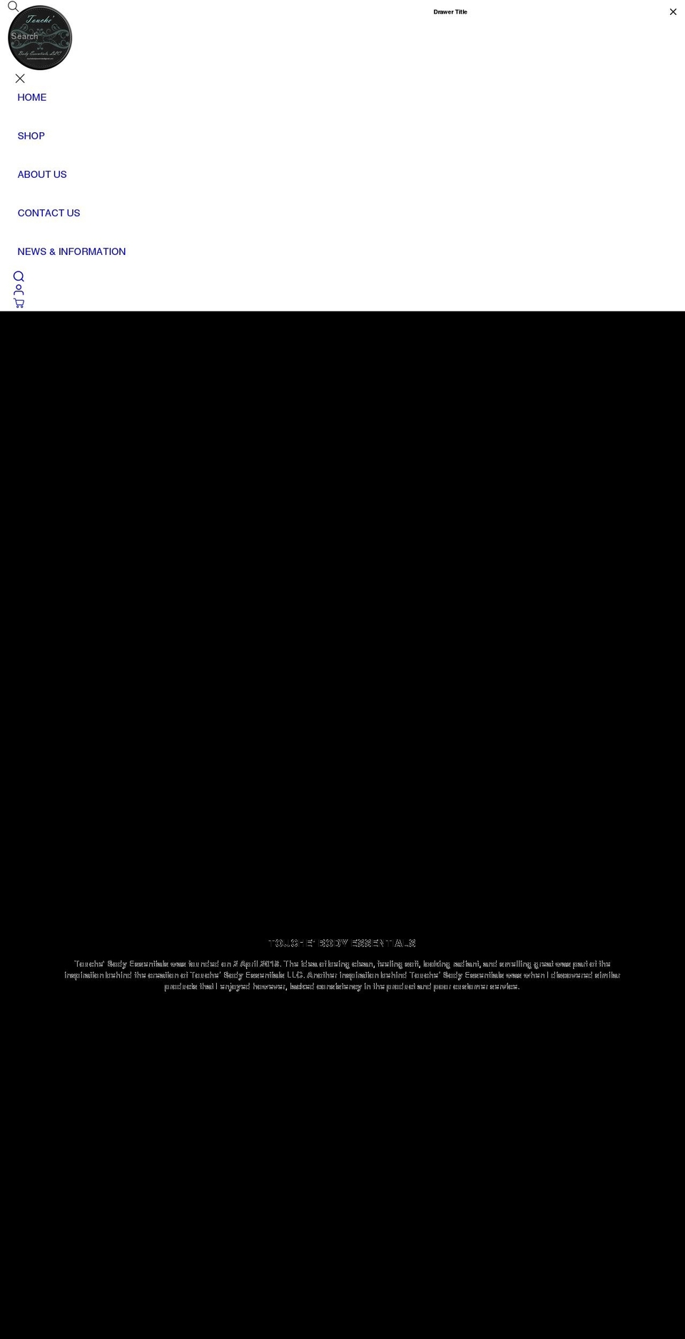 touchebodyessentials.com shopify website screenshot