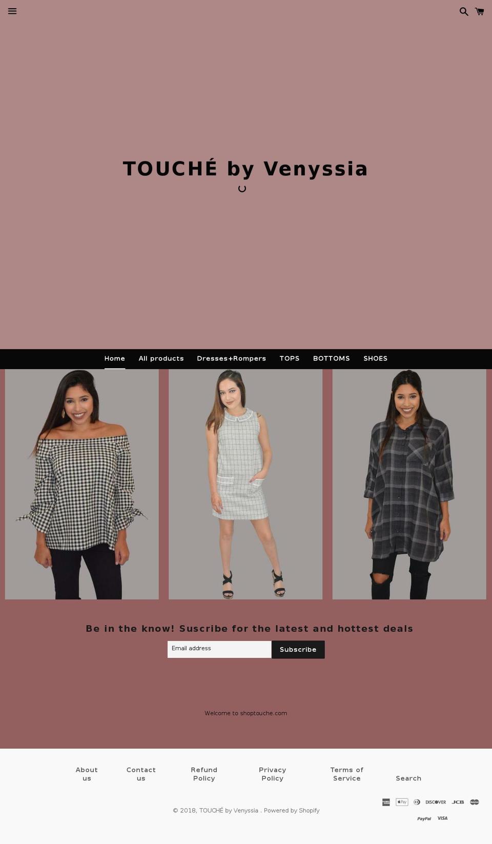 touchebyvenyssia.com — Shopify storefront screenshot