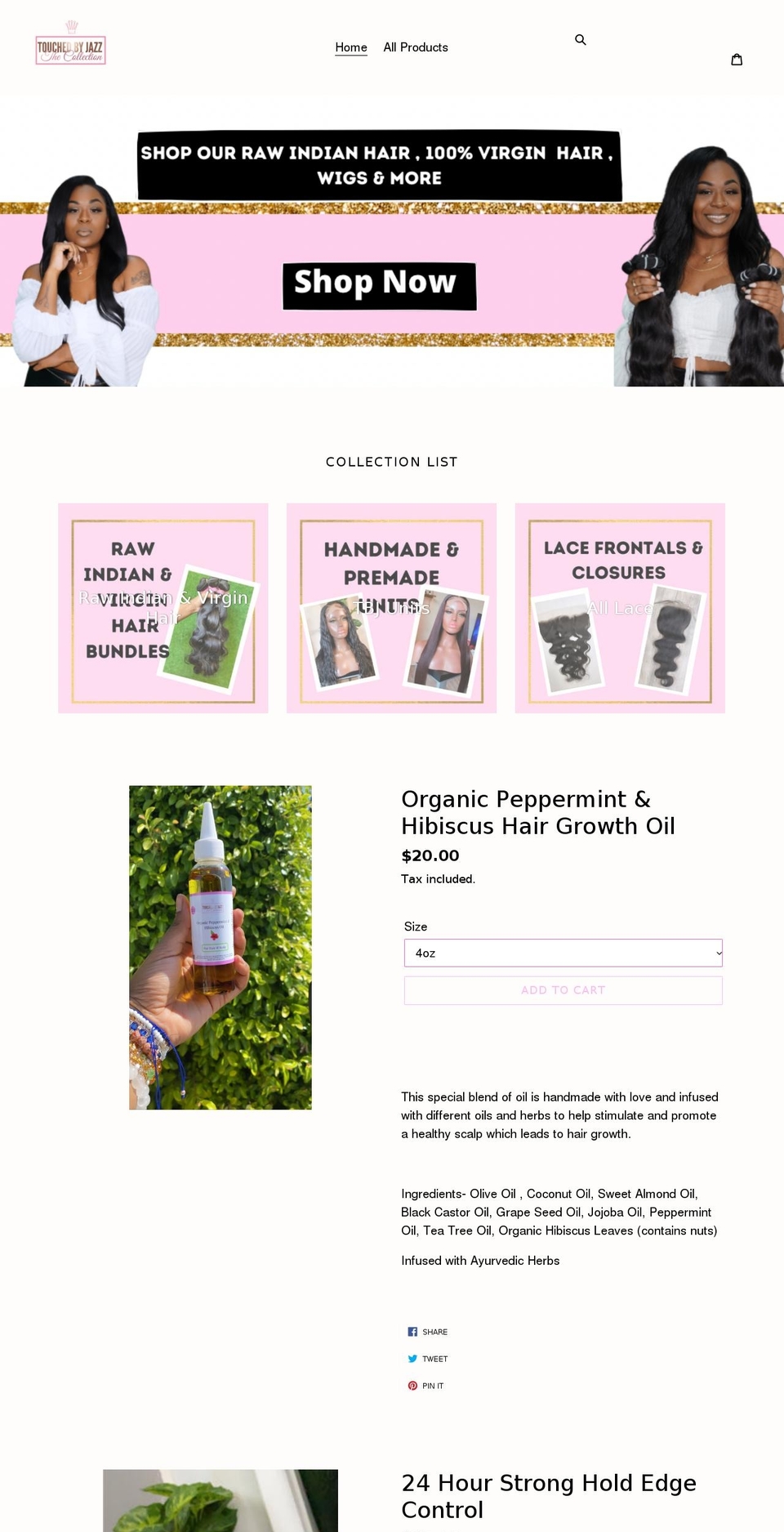 touchedbyjazz.com shopify website screenshot