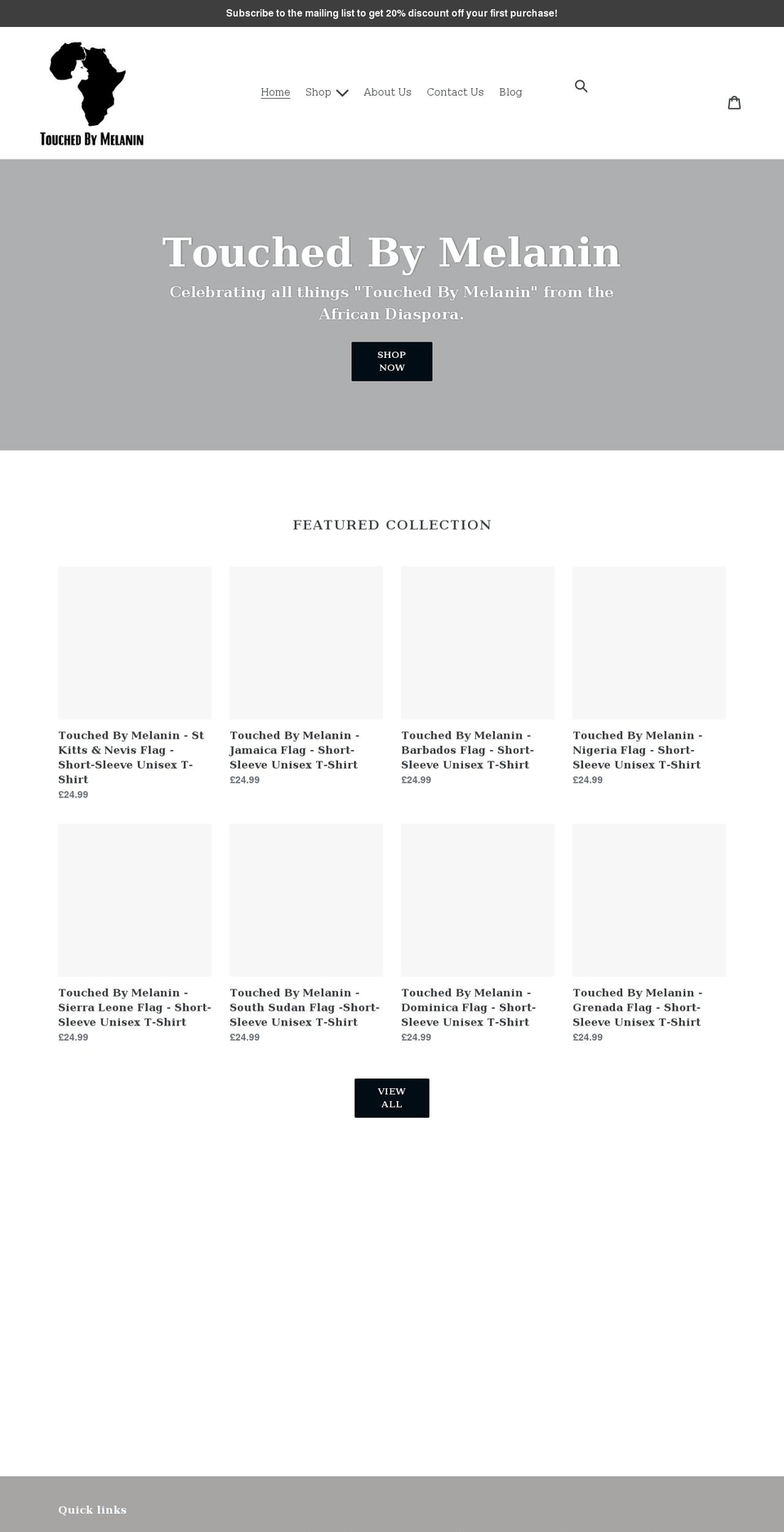 touchedbymelanin.com shopify website screenshot