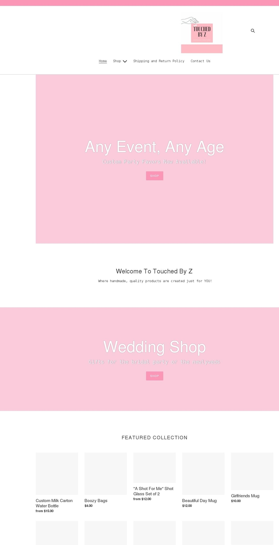 touchedbyz.com shopify website screenshot