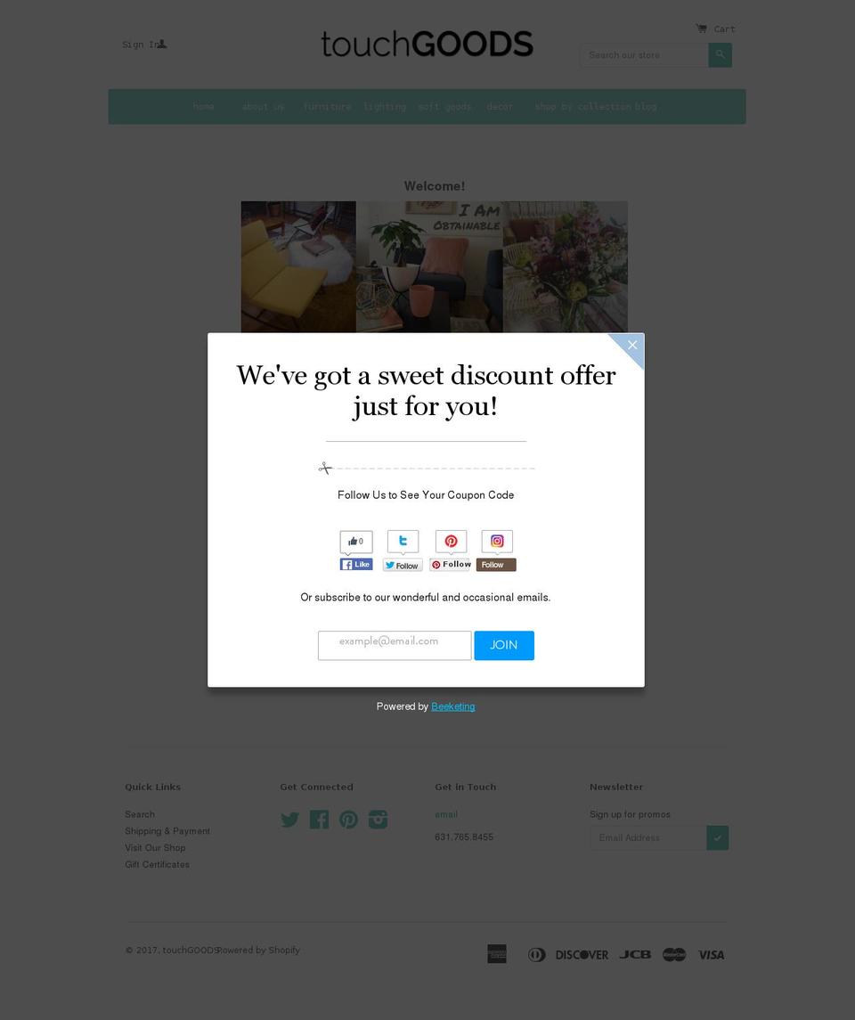 touchgoods.com shopify website screenshot