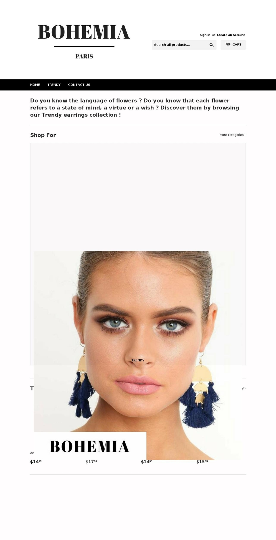 touchofbohemia.com — Shopify storefront screenshot
