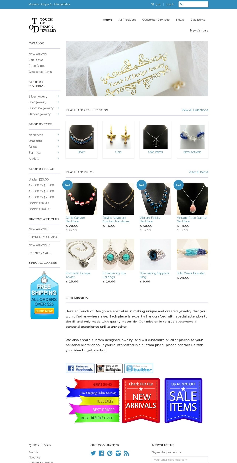 touchofdesignjewelry.com — Shopify storefront screenshot