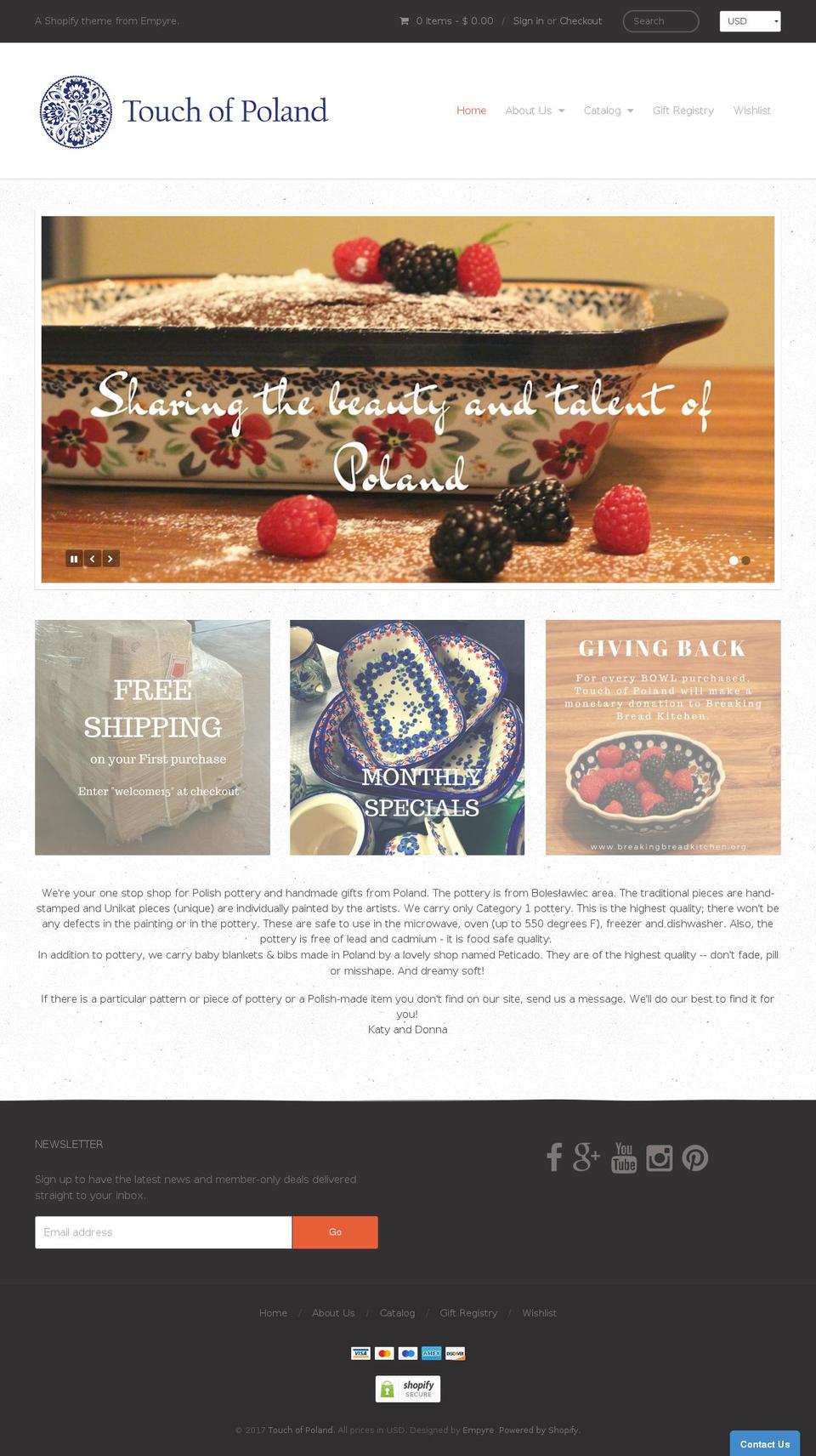 touchofpoland.com shopify website screenshot