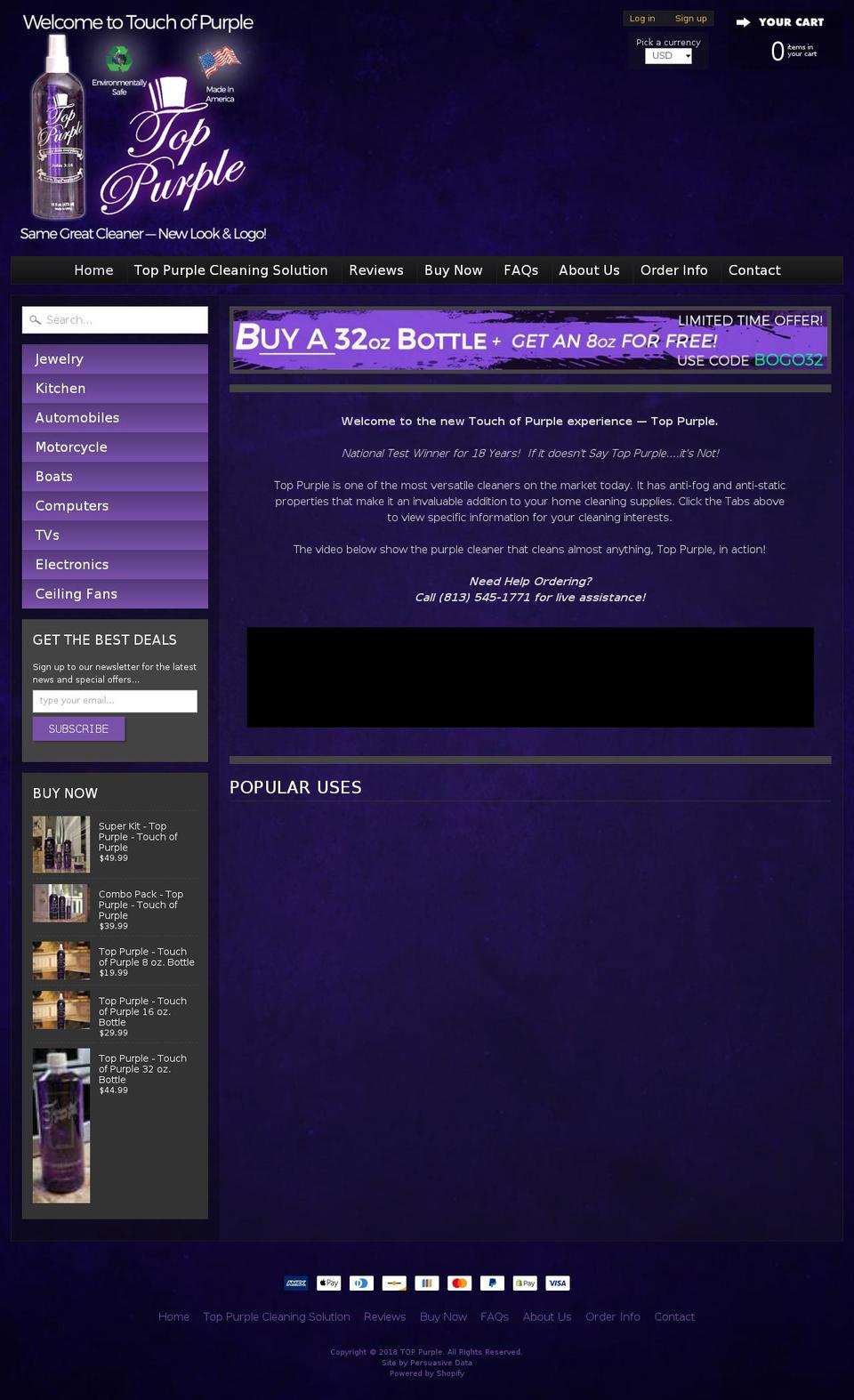 touchofpurple.net shopify website screenshot