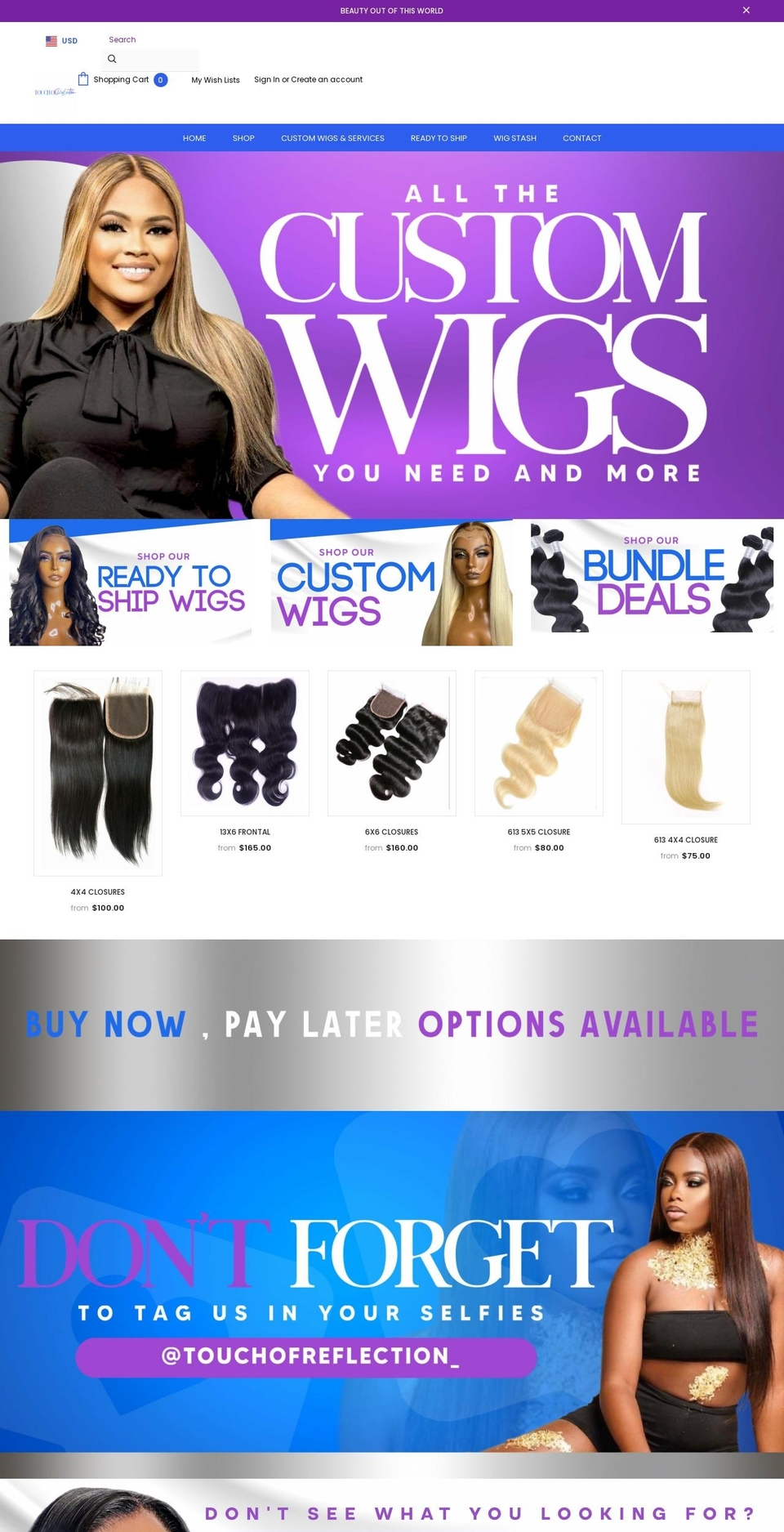 touchofreflection.com shopify website screenshot