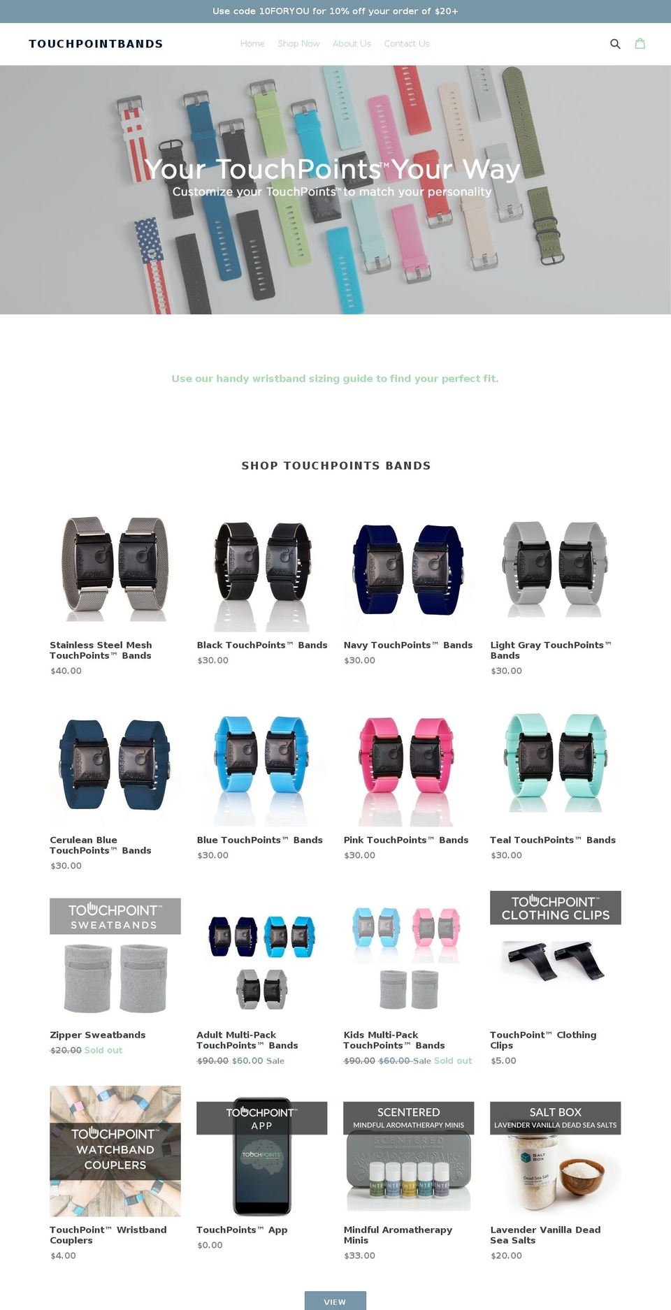 touchpointbands.com — Shopify storefront screenshot