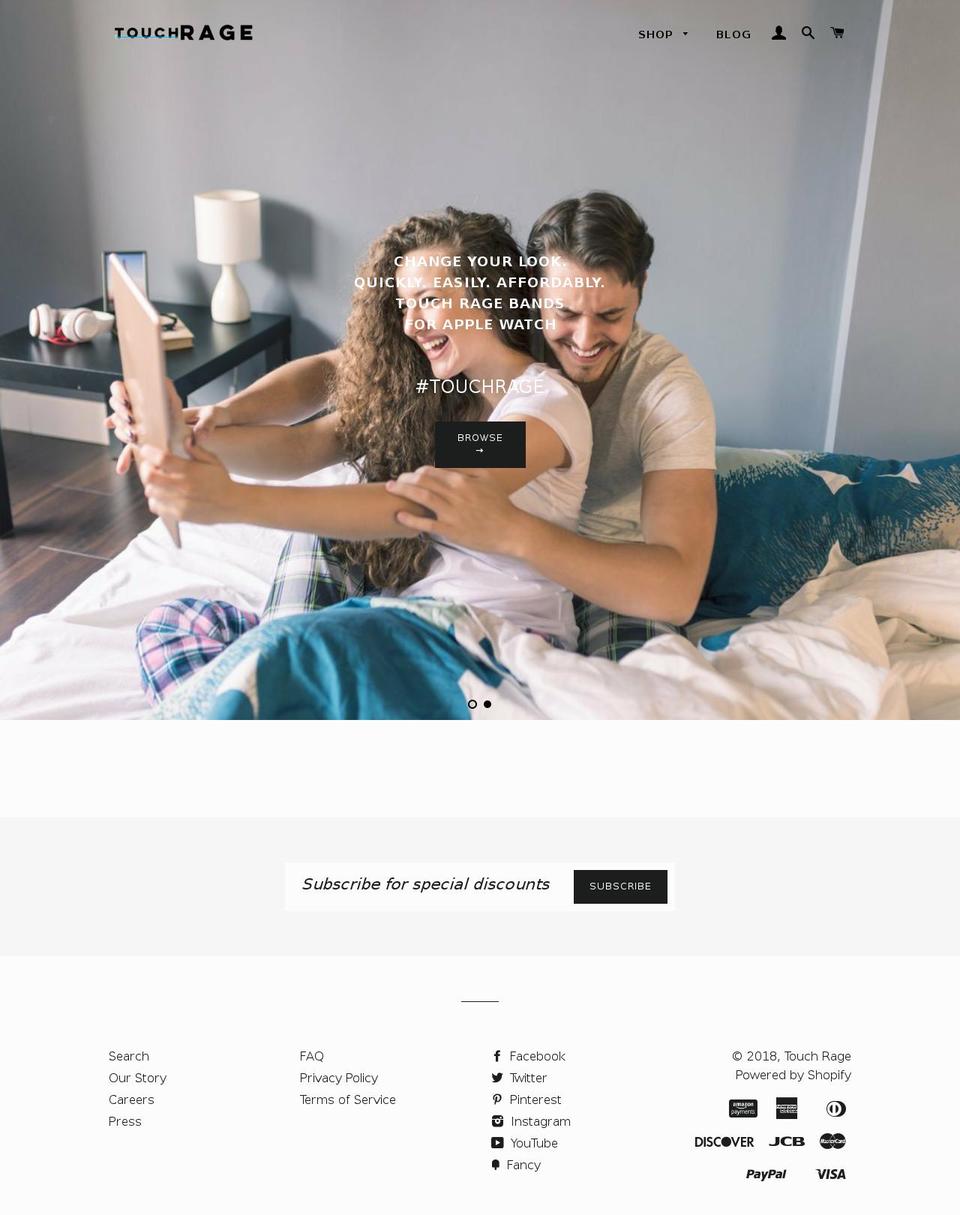 touchrage.com shopify website screenshot
