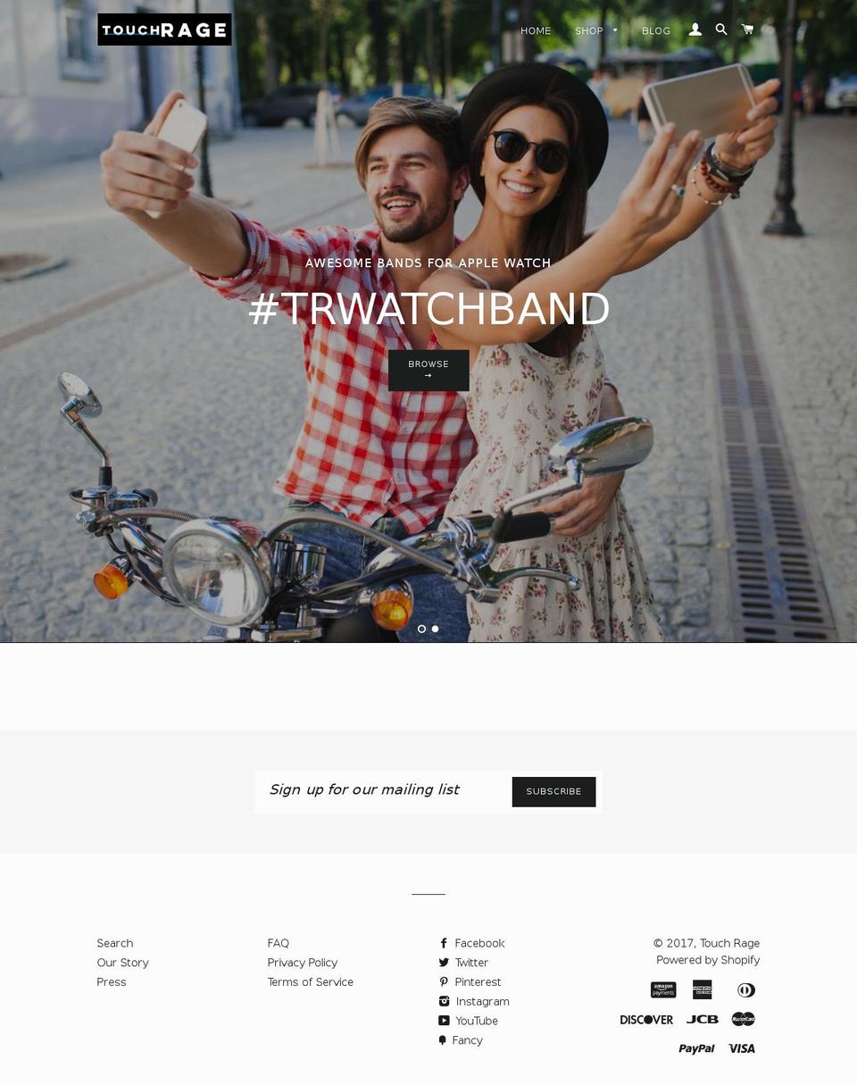 touchrage.net shopify website screenshot