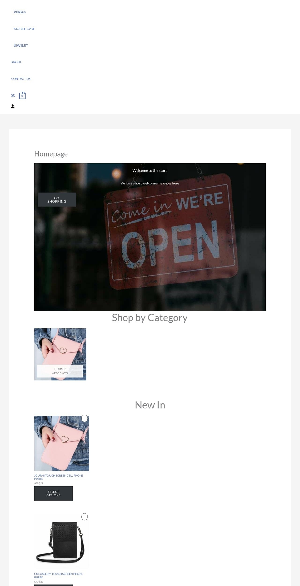 touchscreenpurses.com shopify website screenshot