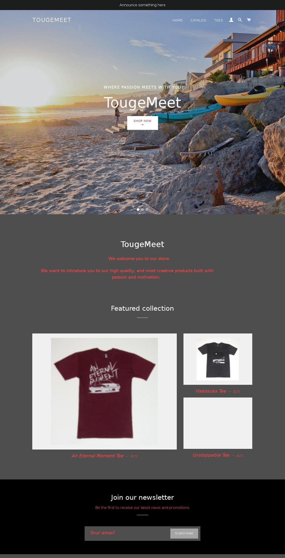 tougemeet.com — Shopify storefront screenshot