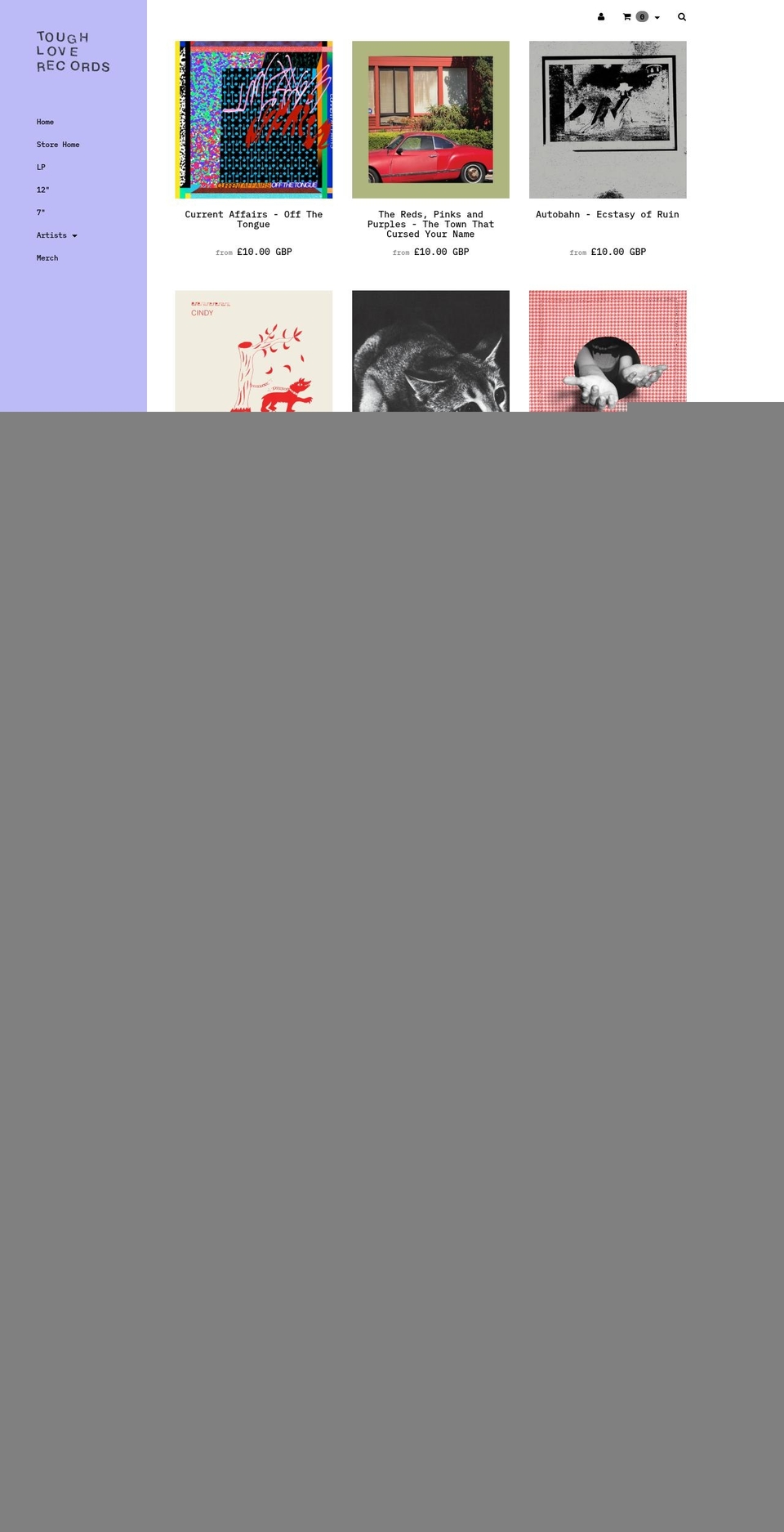 tough-love-records.myshopify.com shopify website screenshot