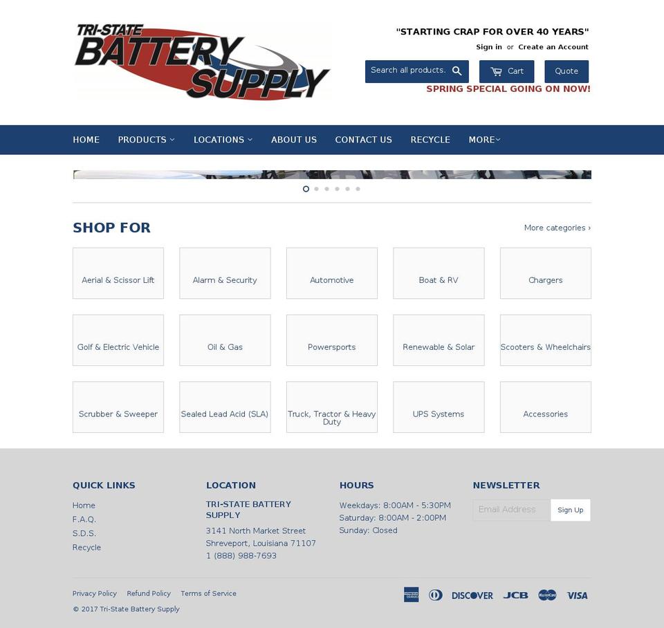 toughbatteries.com shopify website screenshot