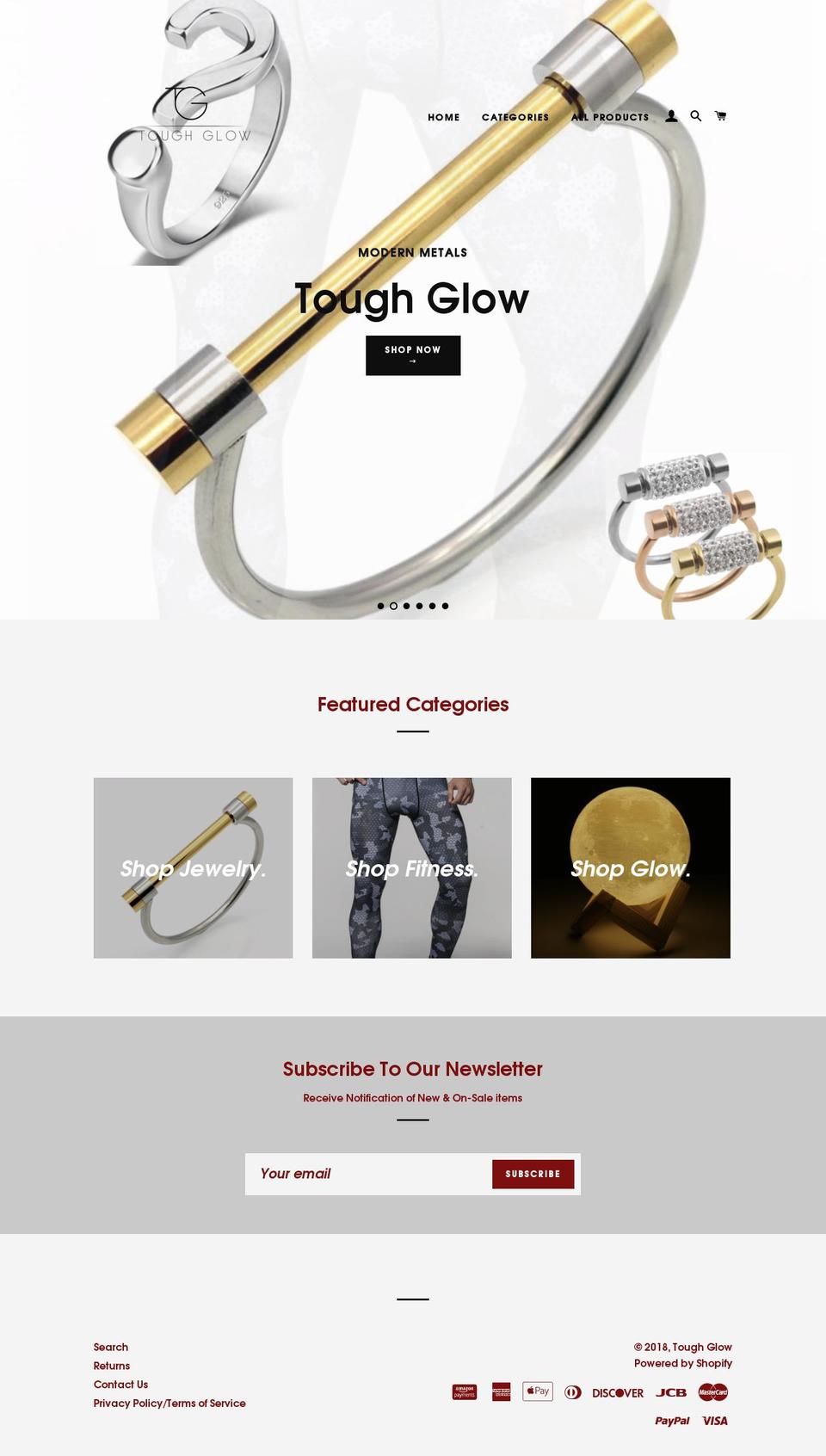 toughglow.com — Shopify storefront screenshot