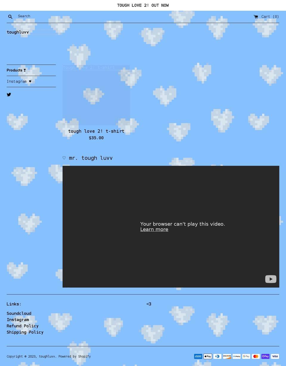 toughlove.store shopify website screenshot